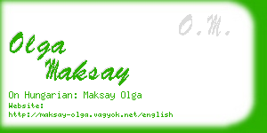 olga maksay business card